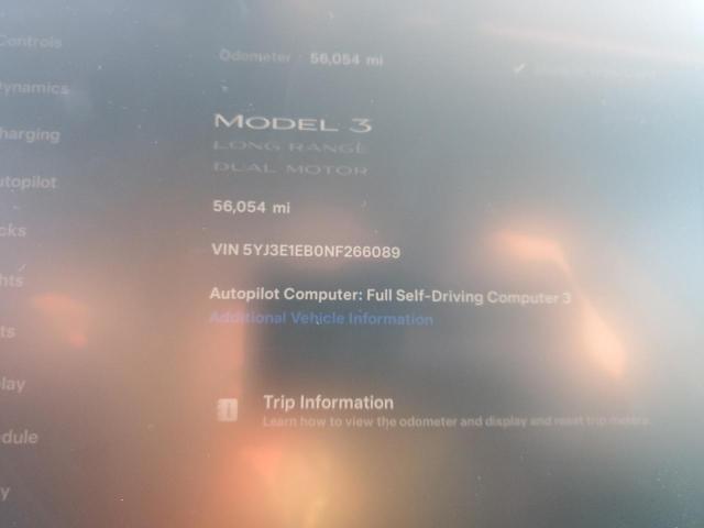 Photo 9 from auction – 2022 TESLA MODEL 3 with VIN 5YJ3E1EB0NF266089