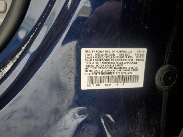 Photo 14 from auction – 2016 HONDA PILOT EXL with VIN 5FNYF6H57GB031777