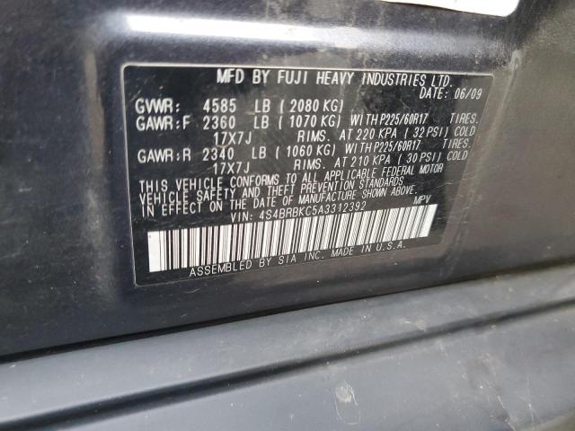 Photo 14 from auction – 2010 SUBARU OUTBACK 2. with VIN 4S4BRBKC5A3312392