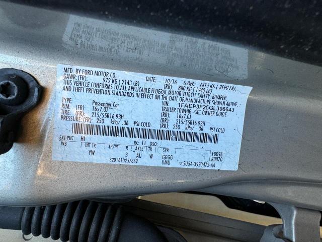 Photo 10 from auction – 2016 FORD FOCUS SE with VIN 1FADP3F25GL396643