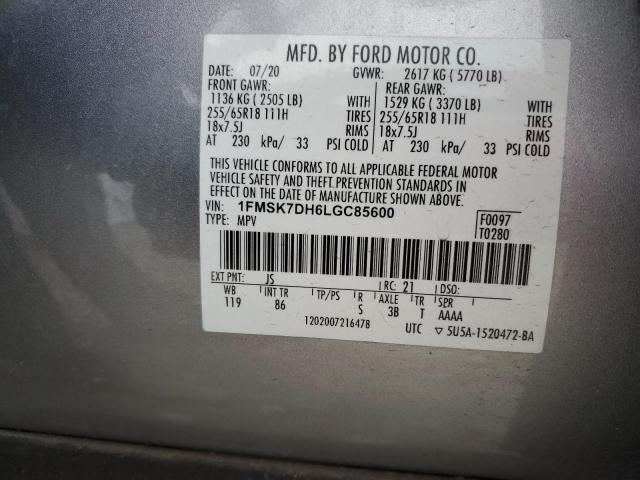 Photo 14 from auction – 2020 FORD EXPLORER X with VIN 1FMSK7DH6LGC85600