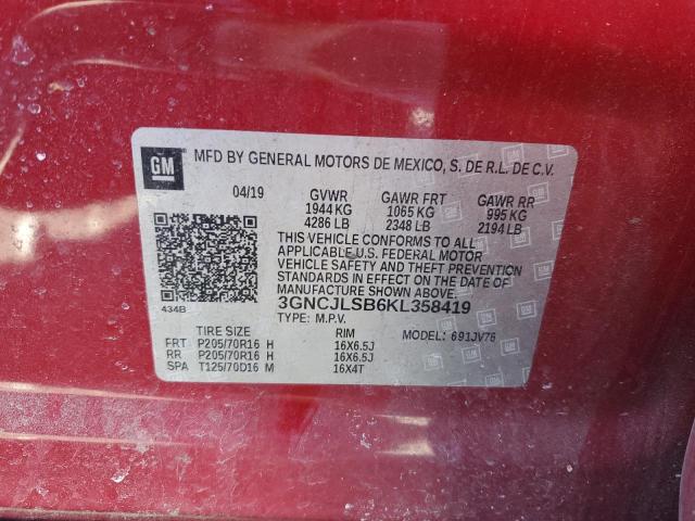 Photo 14 from auction – 2019 CHEVROLET TRAX 1LT with VIN 3GNCJLSB6KL358419