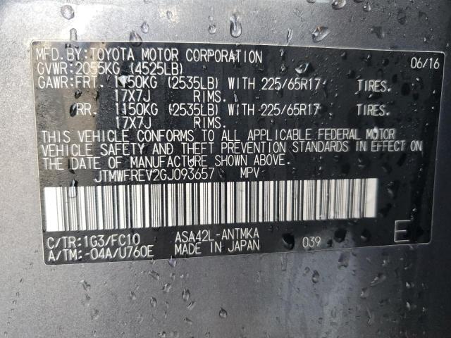 Photo 14 from auction – 2016 TOYOTA RAV4 XLE with VIN JTMWFREV2GJ093657