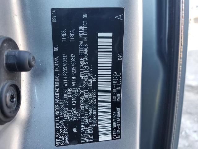 Photo 14 from auction – 2014 TOYOTA SIENNA XLE with VIN 5TDYK3DC2ES521289