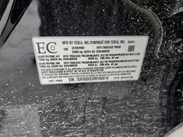 Photo 14 from auction – 2024 TESLA MODEL Y with VIN 7SAYGDEEXRF090219