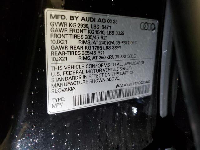 Photo 14 from auction – 2023 AUDI Q8 PREMIUM with VIN WA1AVBF17PD020440