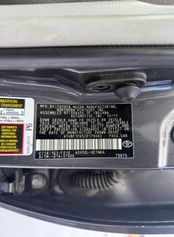 Photo 10 from auction – 2012 TOYOTA CAMRY BASE with VIN 4T4BF1FK5CR179463
