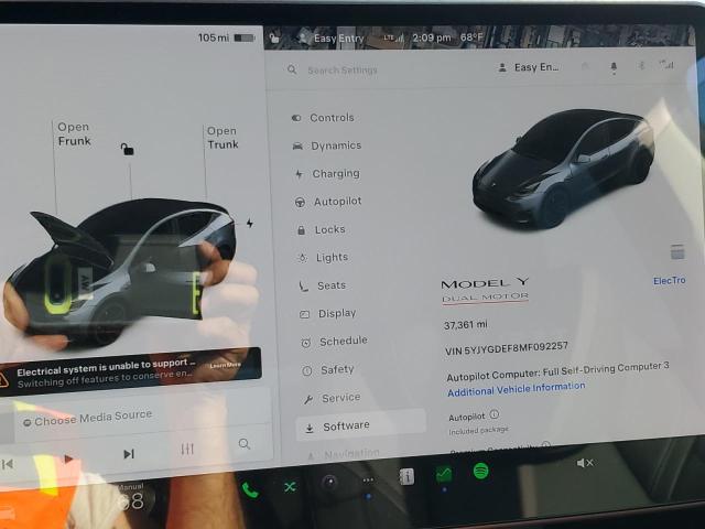 Photo 9 from auction – 2021 TESLA MODEL Y with VIN 5YJYGDEF8MF092257