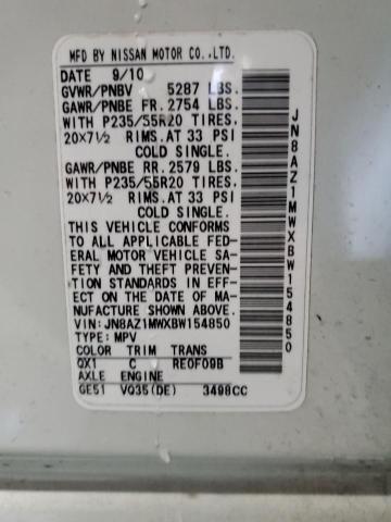 Photo 14 from auction – 2011 NISSAN MURANO S with VIN JN8AZ1MWXBW154850