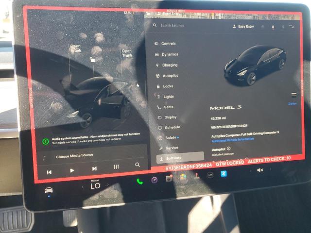 Photo 9 from auction – 2022 TESLA MODEL 3 with VIN 5YJ3E1EA0NF358424