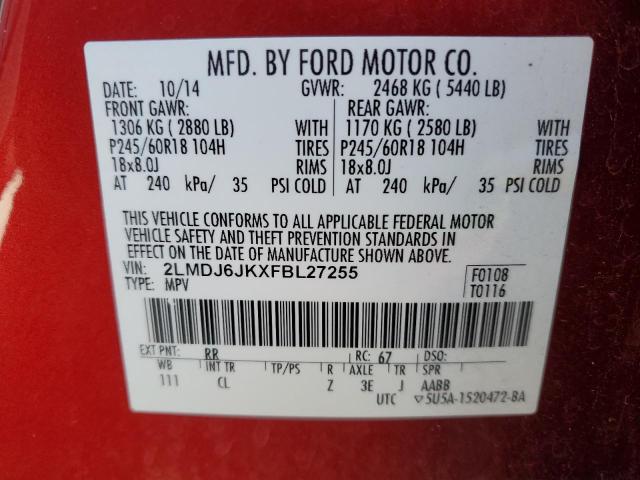 Photo 14 from auction – 2015 LINCOLN MKX with VIN 2LMDJ6JKXFBL27255