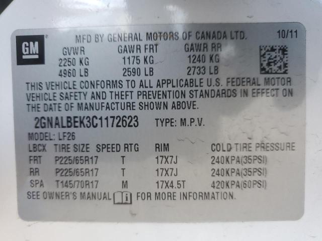 Photo 14 from auction – 2012 CHEVROLET EQUINOX LS with VIN 2GNALBEK3C1172623