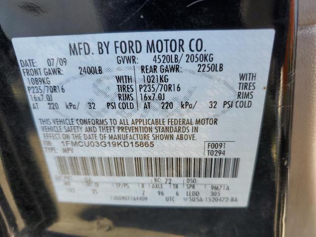 Photo 14 from auction – 2009 FORD ESCAPE XLT with VIN 1FMCU03G19KD15865