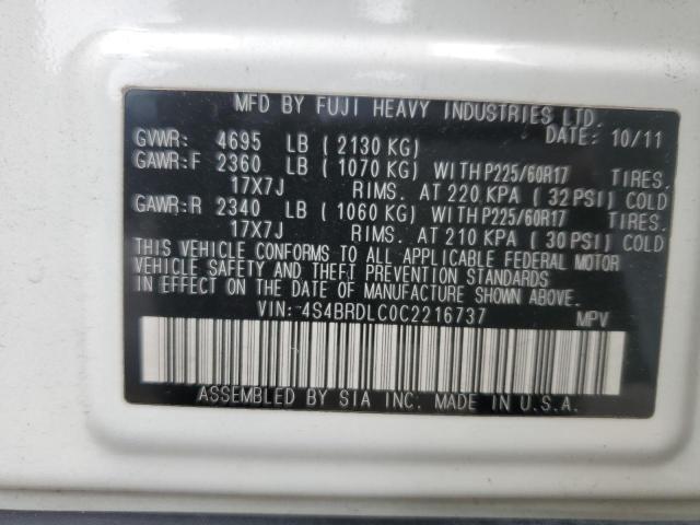Снимка 14 от търг – 2012 SUBARU OUTBACK 3. с VIN 4S4BRDLC0C2216737