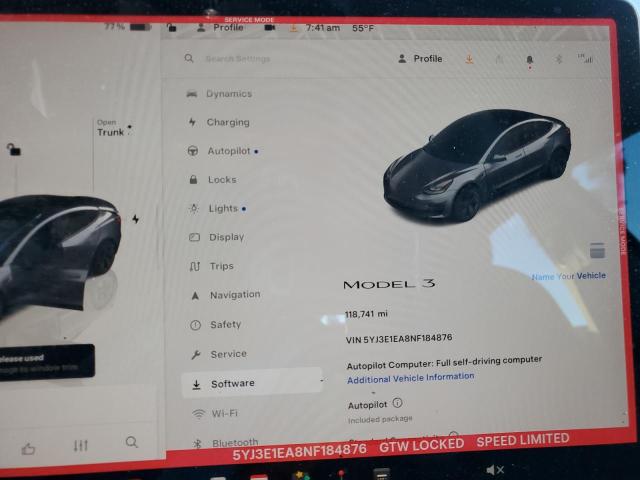 Photo 9 from auction – 2022 TESLA MODEL 3 with VIN 5YJ3E1EA8NF184876