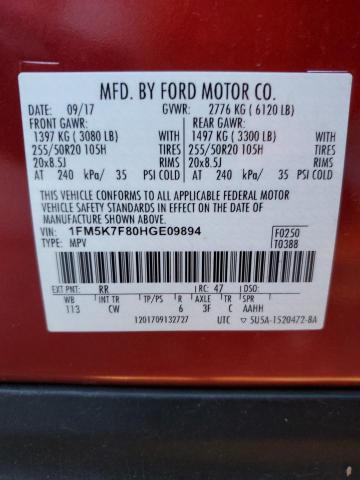Photo 14 from auction – 2017 FORD EXPLORER L with VIN 1FM5K7F80HGE09894