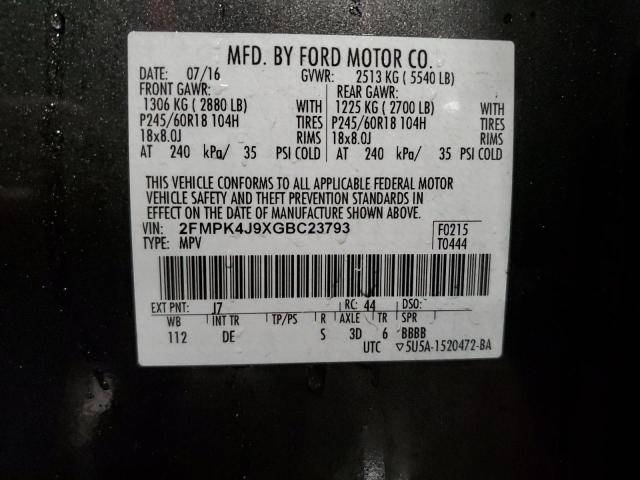 Photo 14 from auction – 2016 FORD EDGE SEL with VIN 2FMPK4J9XGBC23793