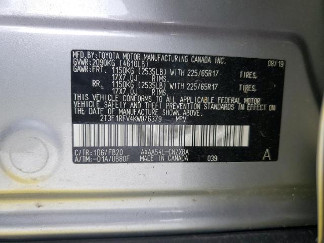 Photo 14 from auction – 2019 TOYOTA RAV4 LE with VIN 2T3F1RFV4KW076379