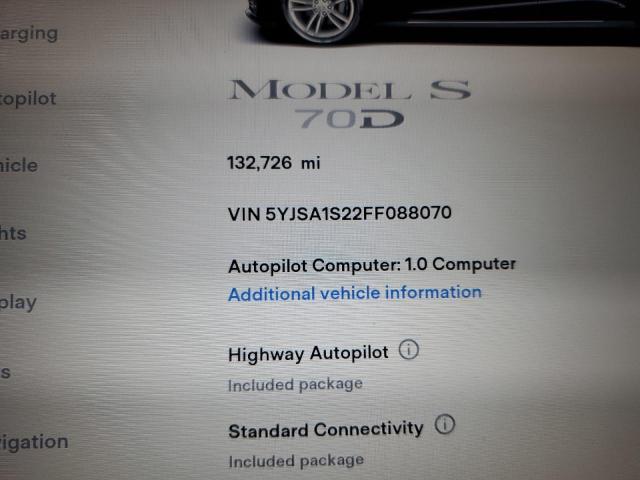 Photo 9 from auction – 2015 TESLA MODEL S 70 with VIN 5YJSA1S22FF088070
