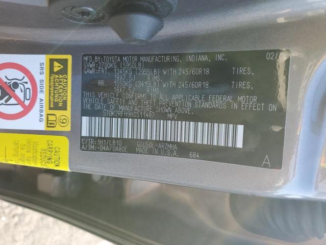 Photo 14 from auction – 2017 TOYOTA HIGHLANDER with VIN 5TDKZRFH9HS511487