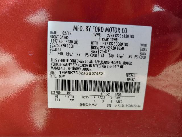 Photo 14 from auction – 2018 FORD EXPLORER X with VIN 1FM5K7D82JGB07452
