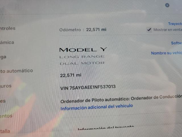 Фото 9 с аукциона – 2022 TESLA MODEL Y с VIN 7SAYGAEE1NF537013