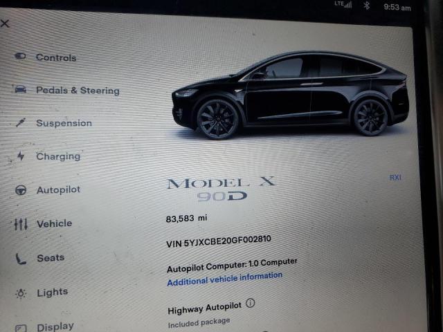 Photo 9 from auction – 2016 TESLA MODEL X with VIN 5YJXCBE20GF002810