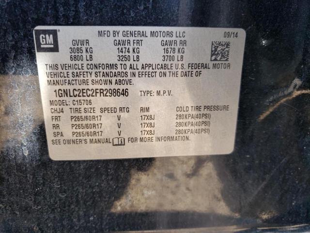 Photo 14 from auction – 2015 CHEVROLET TAHOE POLI with VIN 1GNLC2EC2FR298646