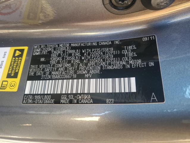 Photo 14 from auction – 2012 LEXUS RX 350 with VIN 2T2ZK1BA8CC066718