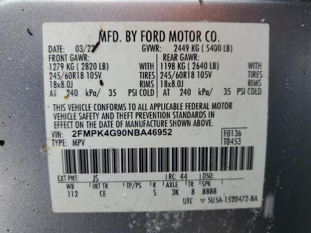 Photo 14 from auction – 2022 FORD EDGE SE with VIN 2FMPK4G90NBA46952