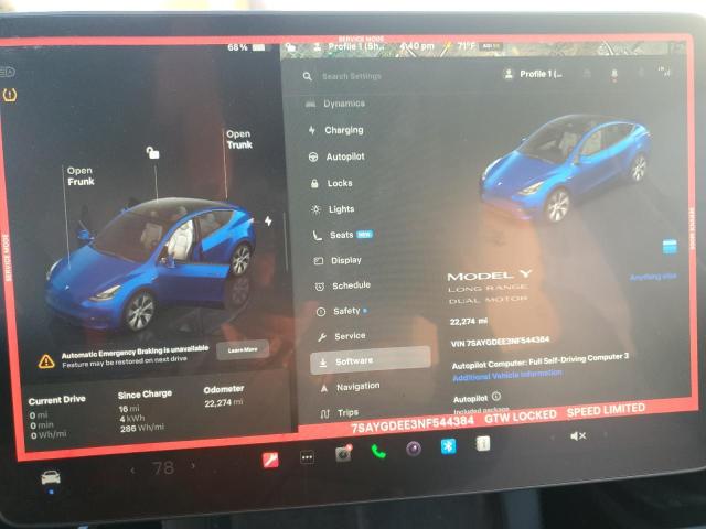 Photo 9 from auction – 2022 TESLA MODEL Y with VIN 7SAYGDEE3NF544384