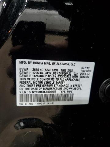 Photo 14 from auction – 2019 HONDA PILOT TOUR with VIN 5FNYF6H65KB096452