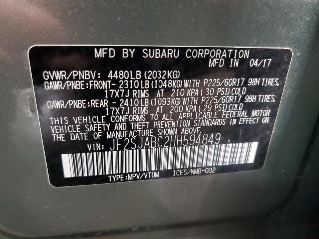 Photo 14 from auction – 2017 SUBARU FORESTER 2 with VIN JF2SJABC2HH594849