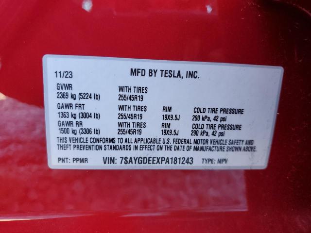 Photo 14 from auction – 2023 TESLA MODEL Y with VIN 7SAYGDEEXPA181243