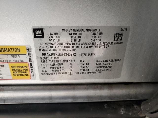 Photo 14 from auction – 2015 BUICK ENCLAVE with VIN 5GAKRBKD3FJ343772