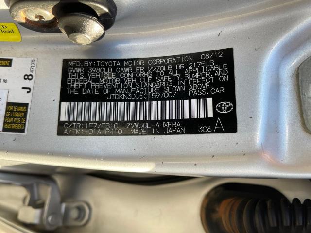 Photo 10 from auction – 2012 TOYOTA PRIUS with VIN JTDKN3DU5C1597007