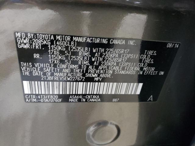 Photo 14 from auction – 2014 TOYOTA RAV4 LE with VIN 2T3BFREV5EW227672