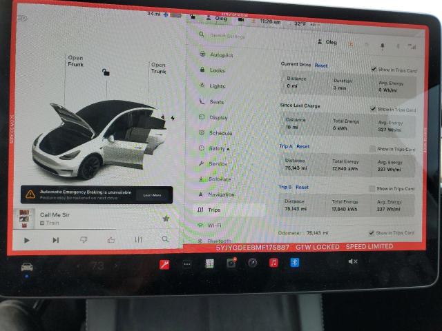 Photo 9 from auction – 2021 TESLA MODEL Y with VIN 5YJYGDEE8MF175887
