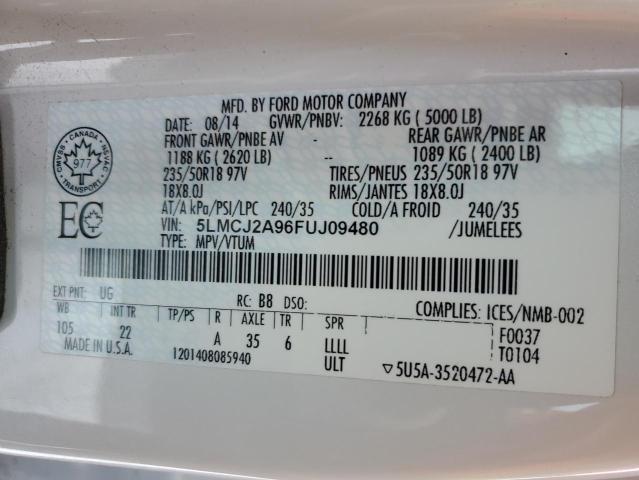 Photo 14 from auction – 2015 LINCOLN MKC with VIN 5LMCJ2A96FUJ09480