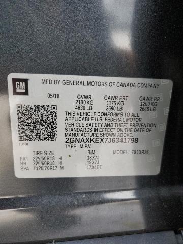 Photo 14 from auction – 2018 CHEVROLET EQUINOX LT with VIN 2GNAXKEX7J6341798