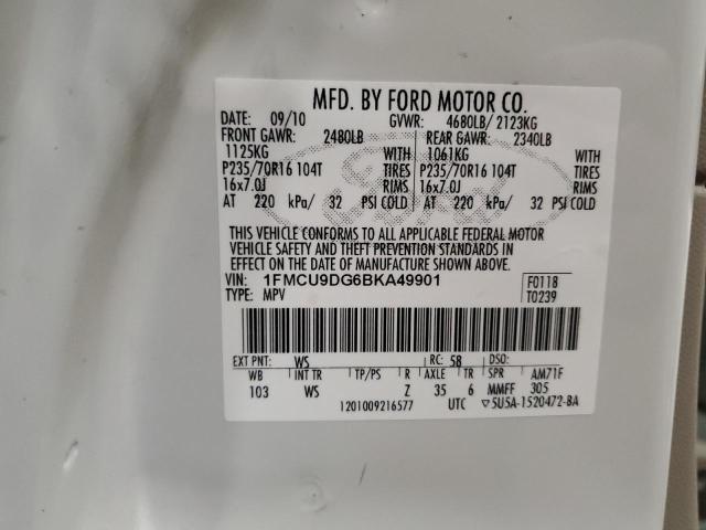 Photo 14 from auction – 2011 FORD ESCAPE XLT with VIN 1FMCU9DG6BKA49901