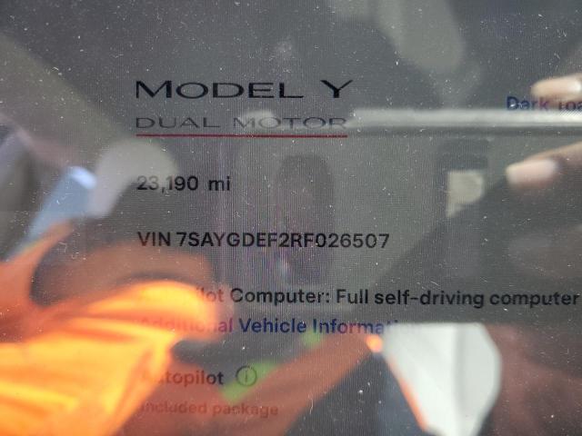 Photo 9 from auction – 2024 TESLA MODEL Y with VIN 7SAYGDEF2RF026507