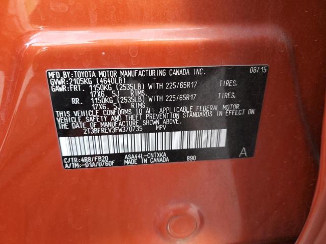 Photo 14 from auction – 2015 TOYOTA RAV4 LE with VIN 2T3BFREV3FW370735