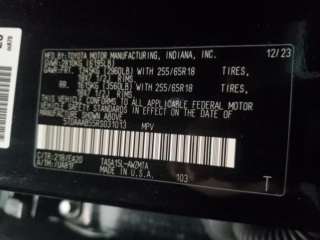 Photo 14 from auction – 2024 TOYOTA GRAND HIGH with VIN 5TDAAAB55RS031013