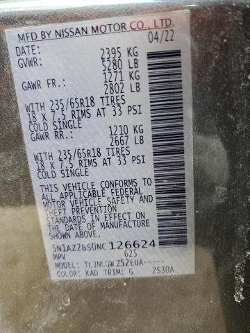 Photo 14 from auction – 2022 NISSAN MURANO SV with VIN 5N1AZ2BS0NC126624