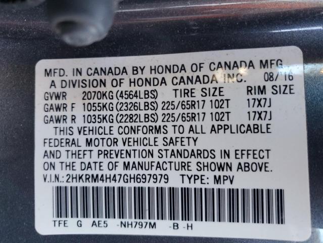 Photo 14 from auction – 2016 HONDA CR-V SE with VIN 2HKRM4H47GH697979