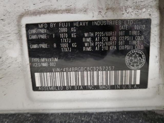 Photo 14 from auction – 2012 SUBARU OUTBACK 2. with VIN 4S4BRGBC8C3257257