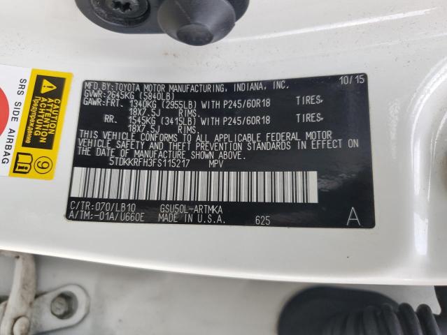 Photo 14 from auction – 2015 TOYOTA HIGHLANDER with VIN 5TDKKRFH3FS115217