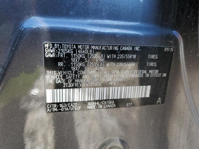 Photo 14 from auction – 2015 TOYOTA RAV4 LIMIT with VIN 2T3DFREV2FW285958