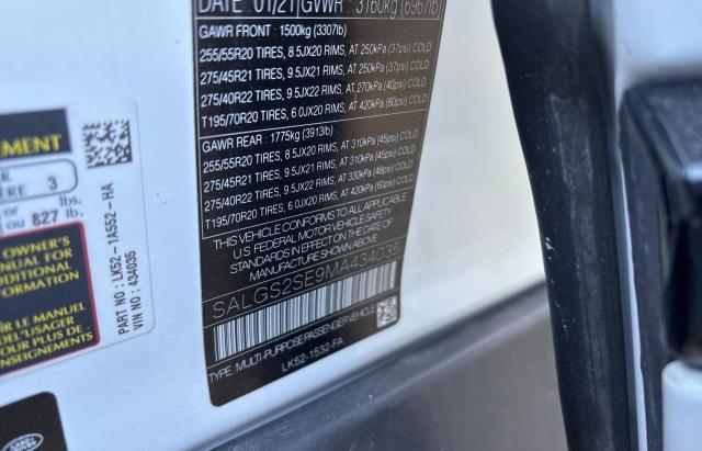 Photo 10 from auction – 2021 LAND ROVER RANGE ROVE with VIN SALGS2SE9MA434035